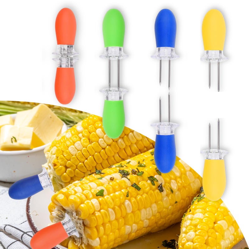 Kare Kind 8 Pcs Corn Holders, Stainless Steel Corn Cob Holders Corn on The Cob Holders Skewers - Twin Pin Sweetcorn Holders, Interlocking Design Corn Skewers Forks for Home Cooking BBQ -Kitchen Gadgets - Image 5